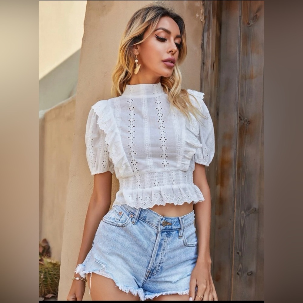 SHEIN White open back top